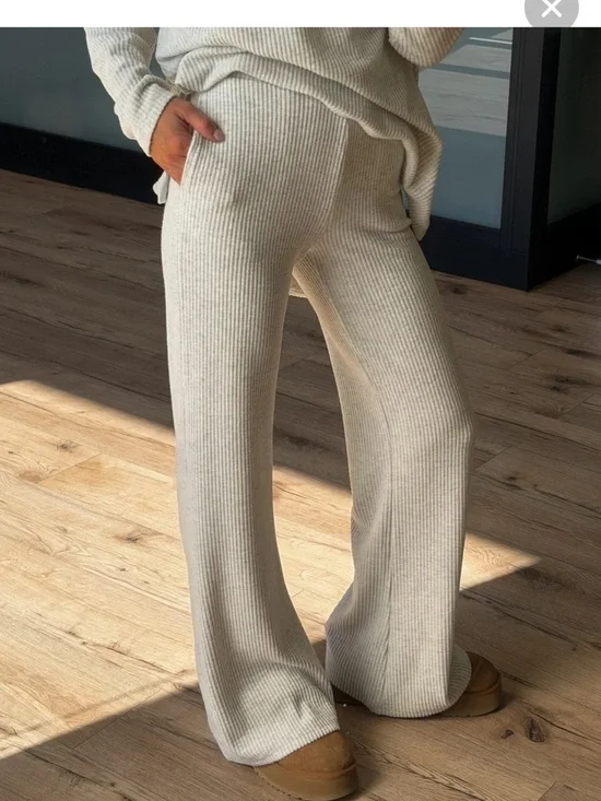 Shop Talulah Always Cozy Ribbed set - Oat - Picture 3 of 5